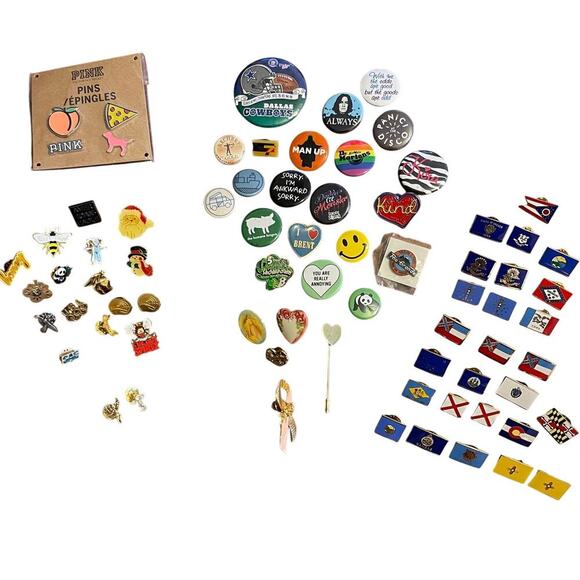 Lapel Pins Lot 73 Pieces Vintage & Modern - Picture 1 of 12